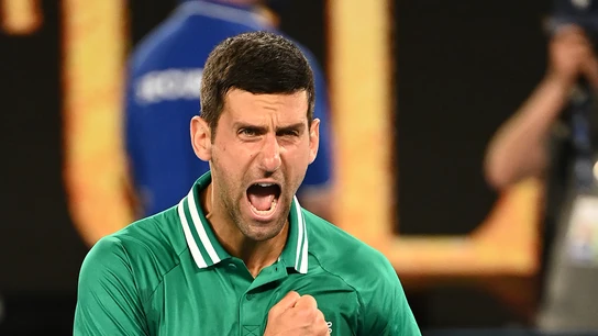 Djokovic festejando una victoria Djokovic festejando una victoria