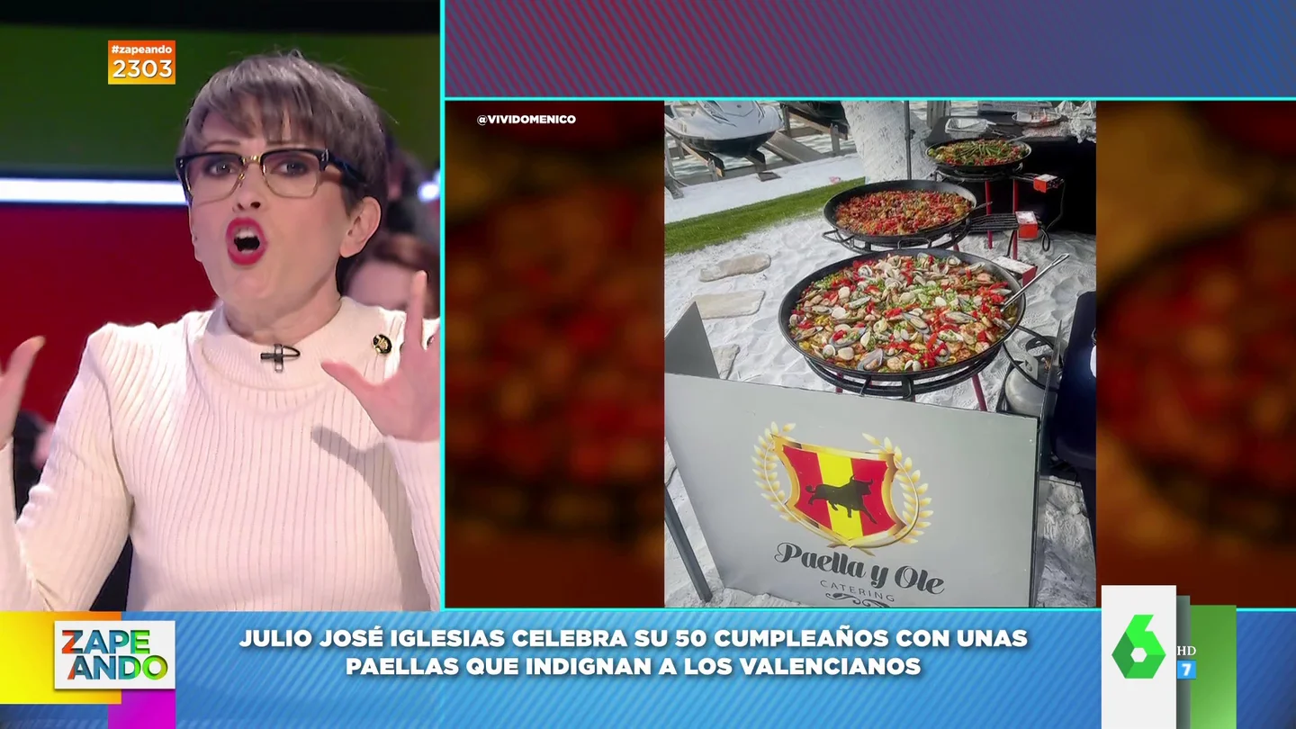 Isabel Forner, al conocer los polémicos ingredientes de la paella de Julio José por su 50 cumpleaños Isabel Forner, al conocer los polémicos ingredientes de la paella de Julio José por su 50 cumpleaños