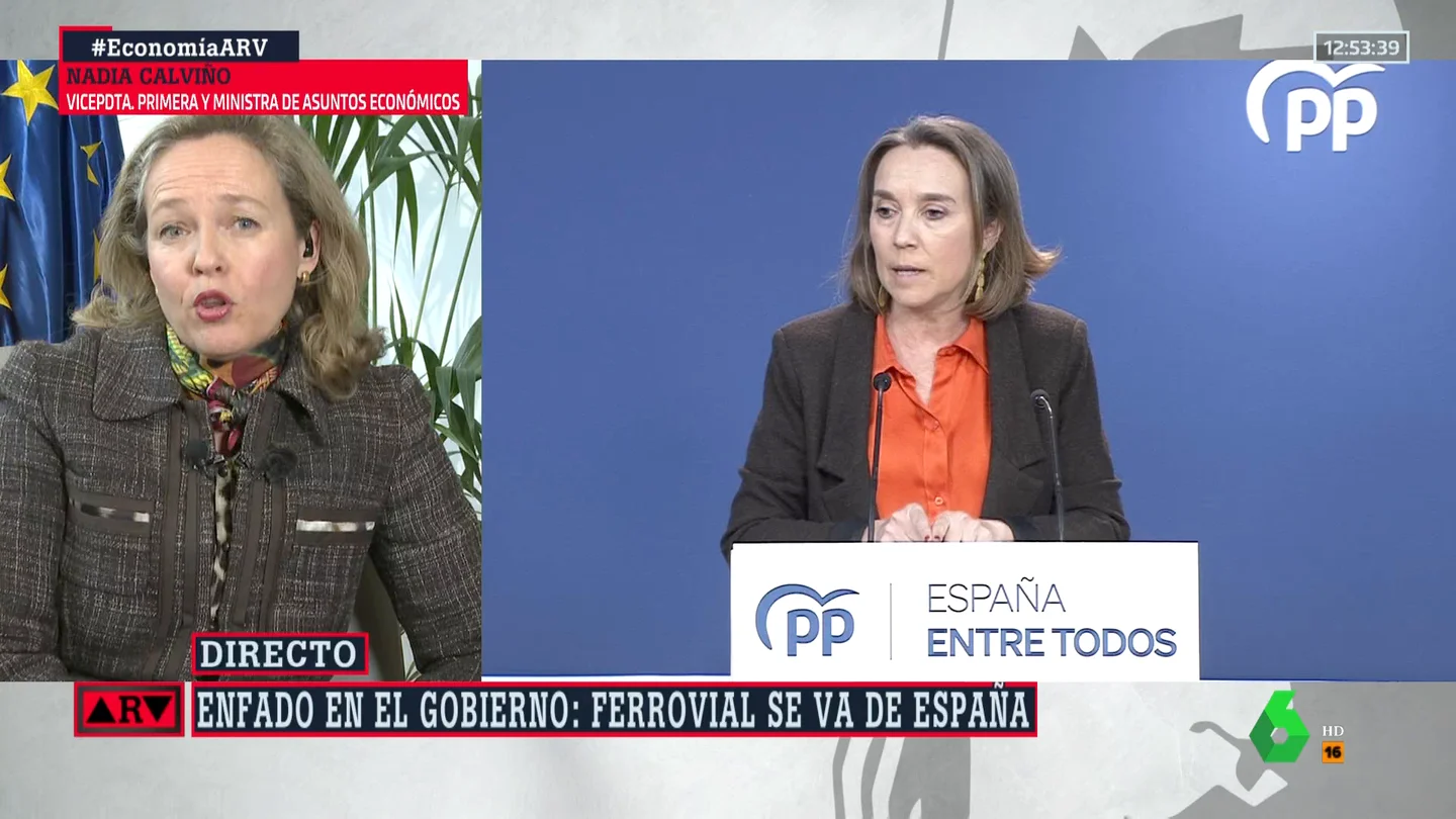 Calviño responde a Gamarra tras señalarla por la marcha de Ferrovial: "Sus palabras se califican por sí mismas" Calviño responde a Gamarra tras señalarla por la marcha de Ferrovial: "Sus palabras se califican por sí mismas"