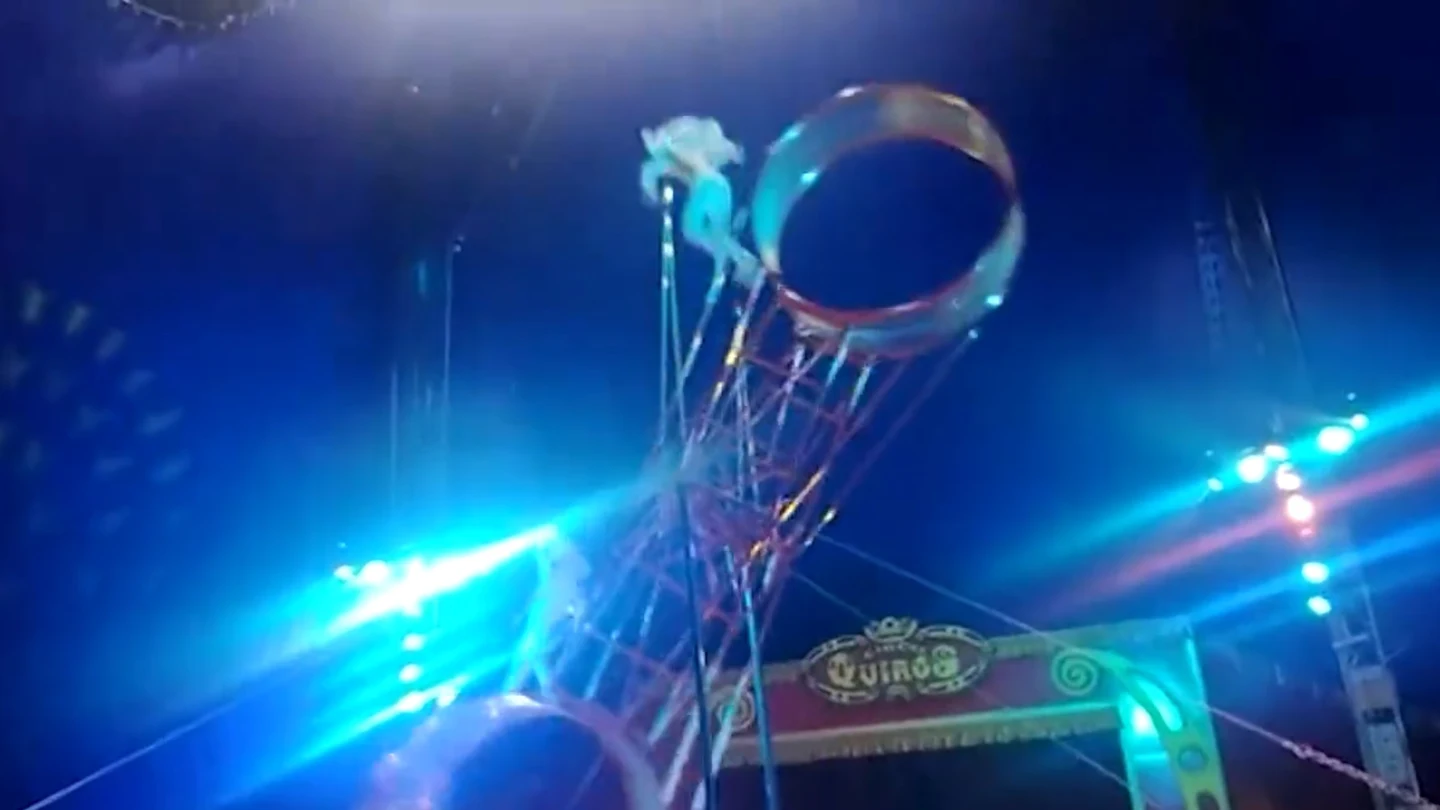 Aparatoso accidente de un trapecista del Circo Quiros Aparatoso accidente de un trapecista del Circo Quiros