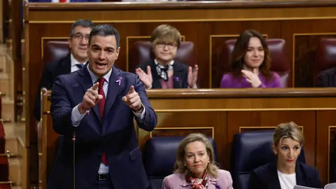 El presidente del Gobierno, Pedro Sánchez, interviene en la sesión de control al Ejecutivo