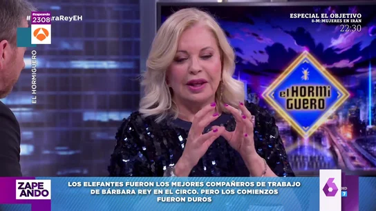 Bárbara Rey recuerda en el Hormiguero su miedo a trabajar con elefantes en el circo Bárbara Rey recuerda en el Hormiguero su miedo a trabajar con elefantes en el circo