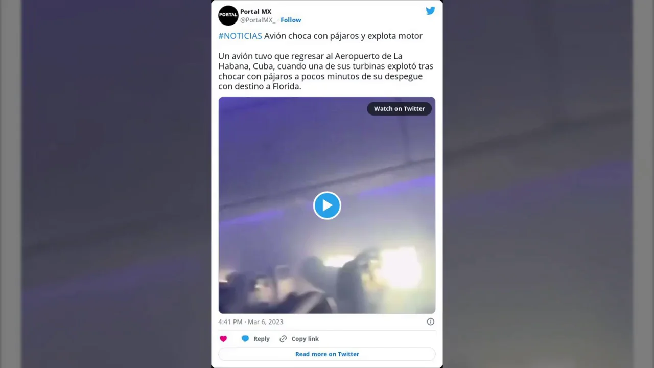 El motor de un avión explota tras chocar con unos pájaros en pleno vuelo y provoca un incendio en la cabina El motor de un avión explota tras chocar con unos pájaros en pleno vuelo y provoca un incendio en la cabina
