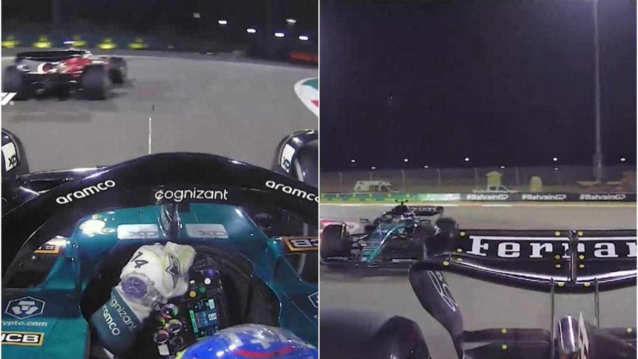 This is what a Fernando Alonso attack looks like from Carlos Sainz’s rearview mirror