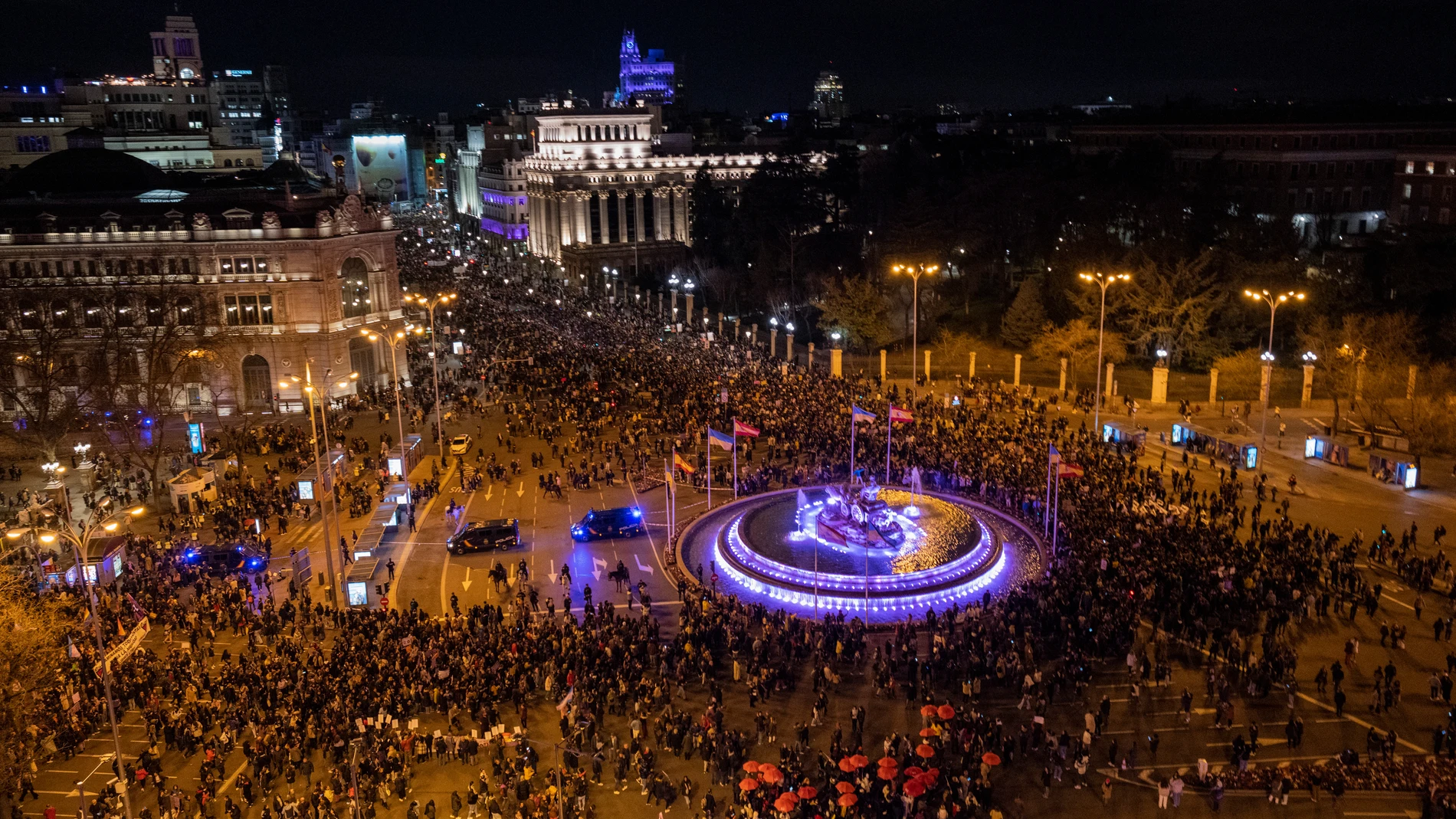 Manifestación del 8 de marzo de 2023 en Madrid vista desde arriba