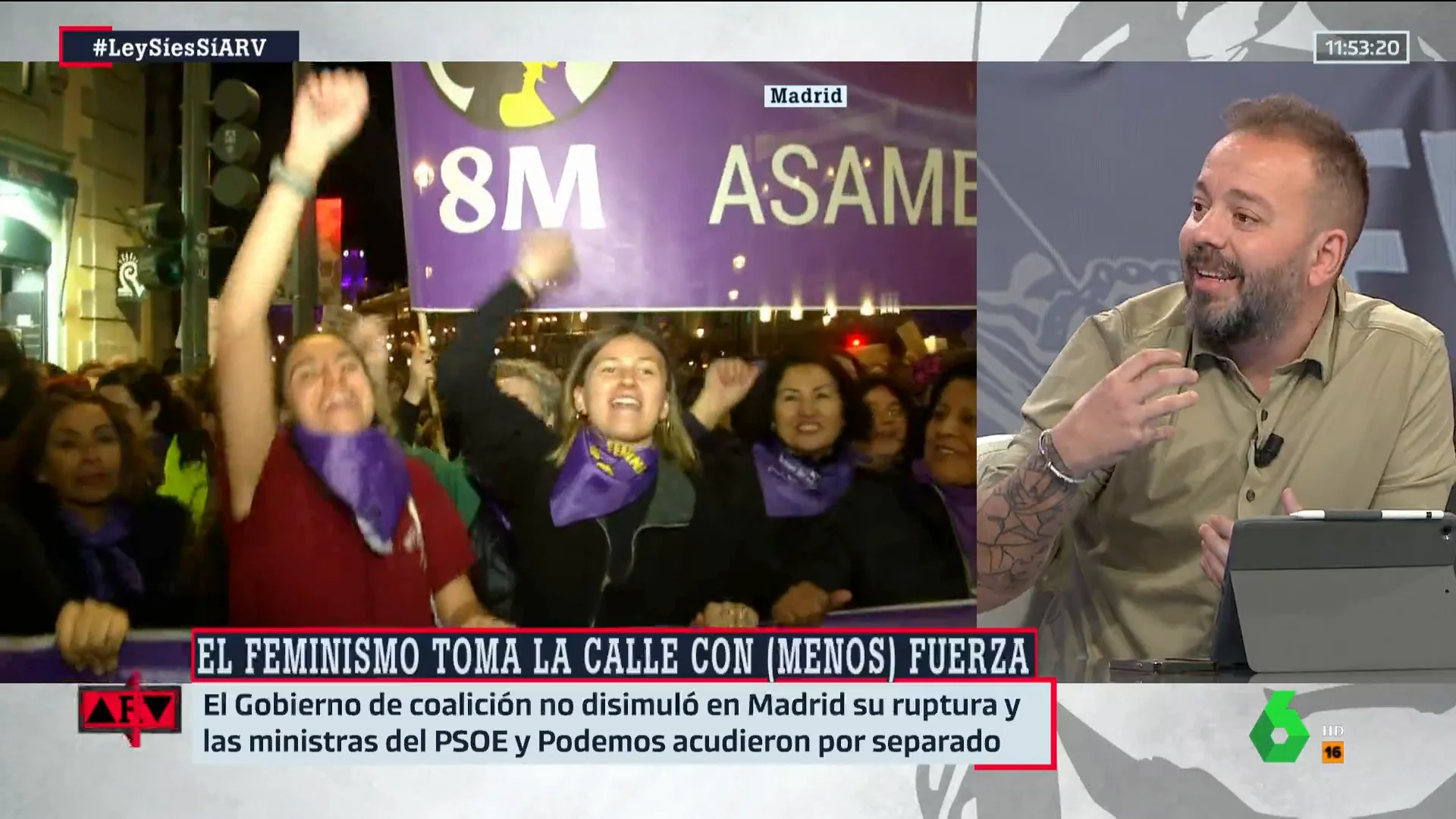 Antonio Maestre considera que "la reacción del movimiento machista" provoca que se haya "menguado el apoyo feminista"