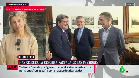 Yolanda Díaz celebra el acuerdo en pensiones: "Hemos cumplido. La reforma recupera derechos, es feminista y social" Yolanda Díaz celebra el acuerdo en pensiones: "Hemos cumplido. La reforma recupera derechos, es feminista y social"