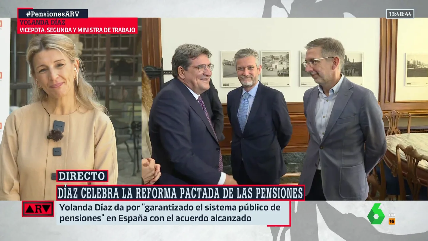 Yolanda Díaz celebra el acuerdo en pensiones: "Hemos cumplido. La reforma recupera derechos, es feminista y social" Yolanda Díaz celebra el acuerdo en pensiones: "Hemos cumplido. La reforma recupera derechos, es feminista y social"