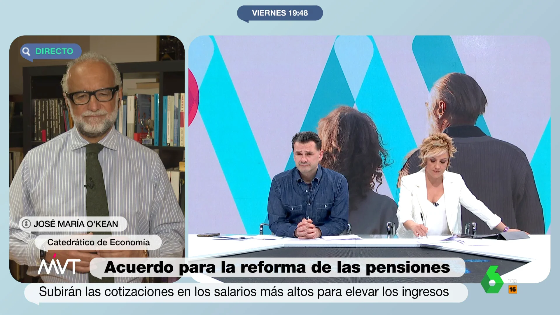 El veredicto del economista O'Kean sobre la reforma de las pensiones: "Se ha presentado esta solución y parece correcta"