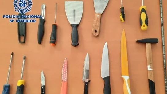 Armas incautadas tras la pelea Armas incautadas tras la pelea