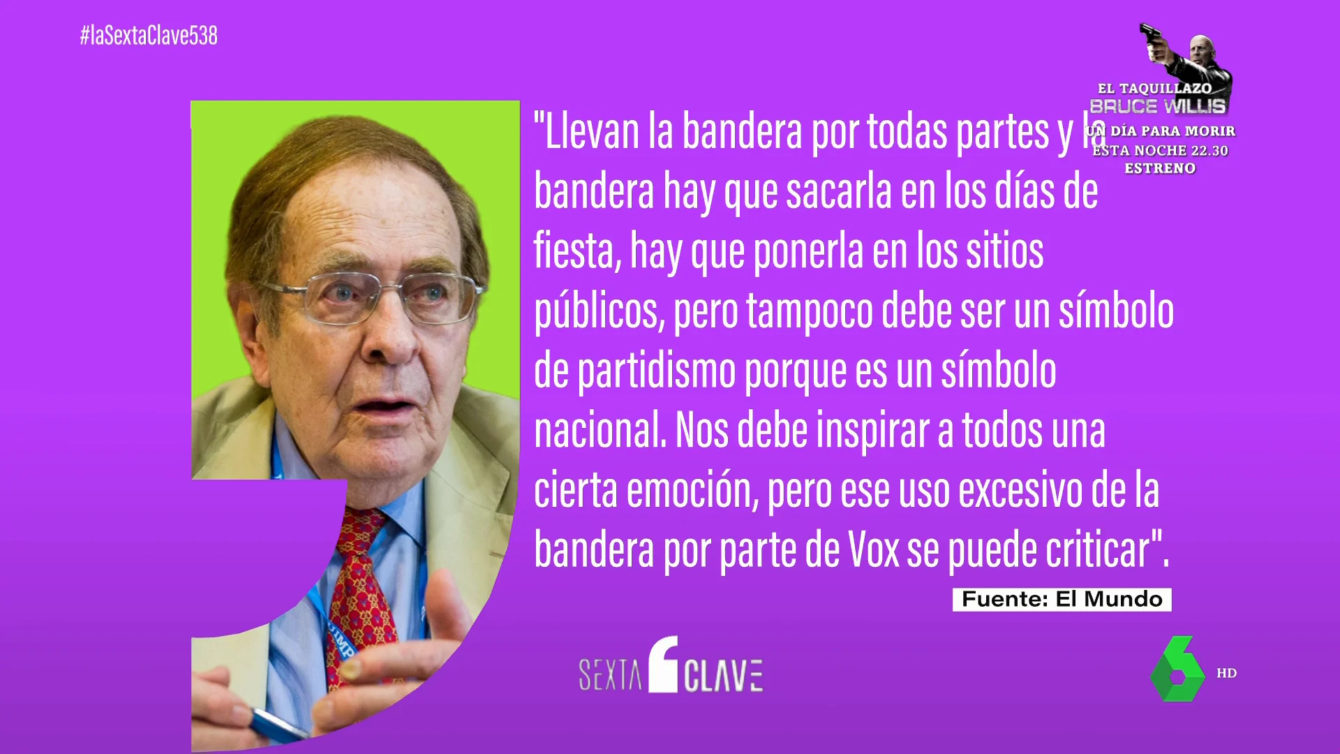 Nuevo 'recado' de Ramón Tamames a Vox por su "uso excesivo de la bandera" de España: "Se puede criticar"