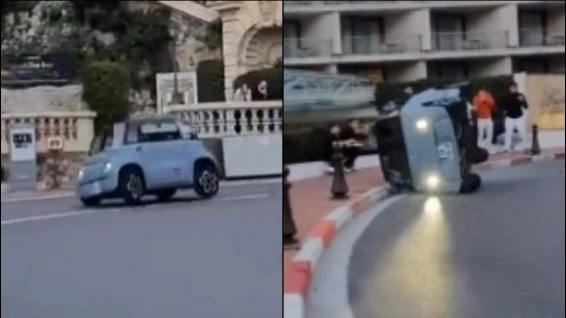 Accidente de un coche eléctrico en Mónaco