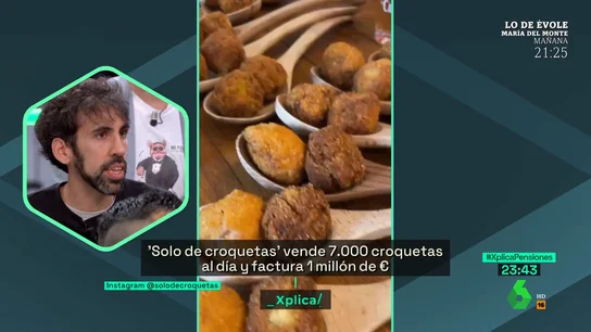 El positivo mensaje de un emprendedor español: así ha logrado facturar un millón de euros con su pequeño negocio de croquetas Eduardo Gambero es el fundador de 'Solo de Croquetas', un negocio que ya vende más de 7.000 croquetas al día. En este vídeo, explica en laSexta Columna cuál es su secreto y anima a quien quiera emprender a "buscar herramientas para crecer".
