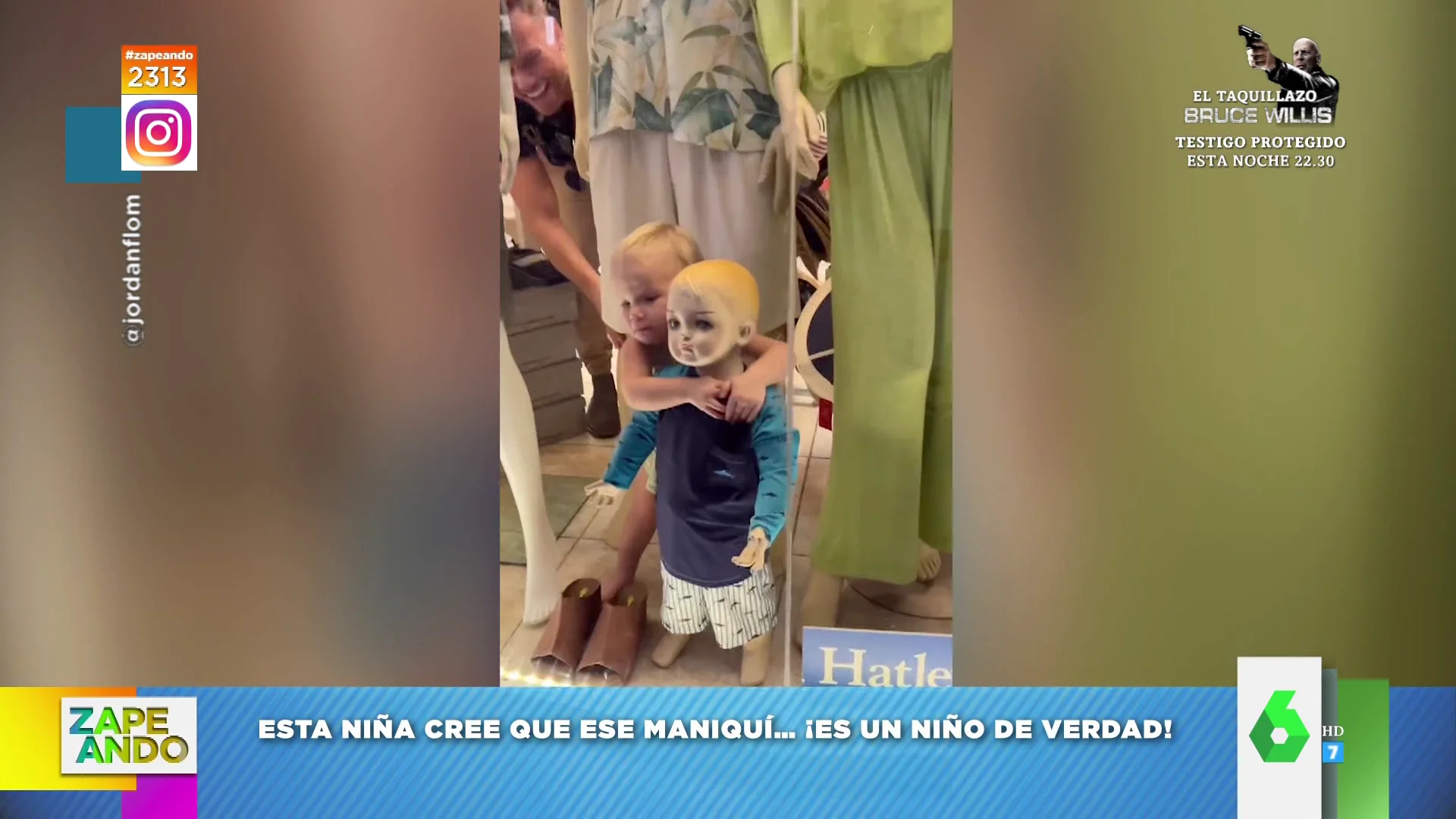 Vídeo viral de una niña abrazando a un maniquí pensando que es un niño de verdad