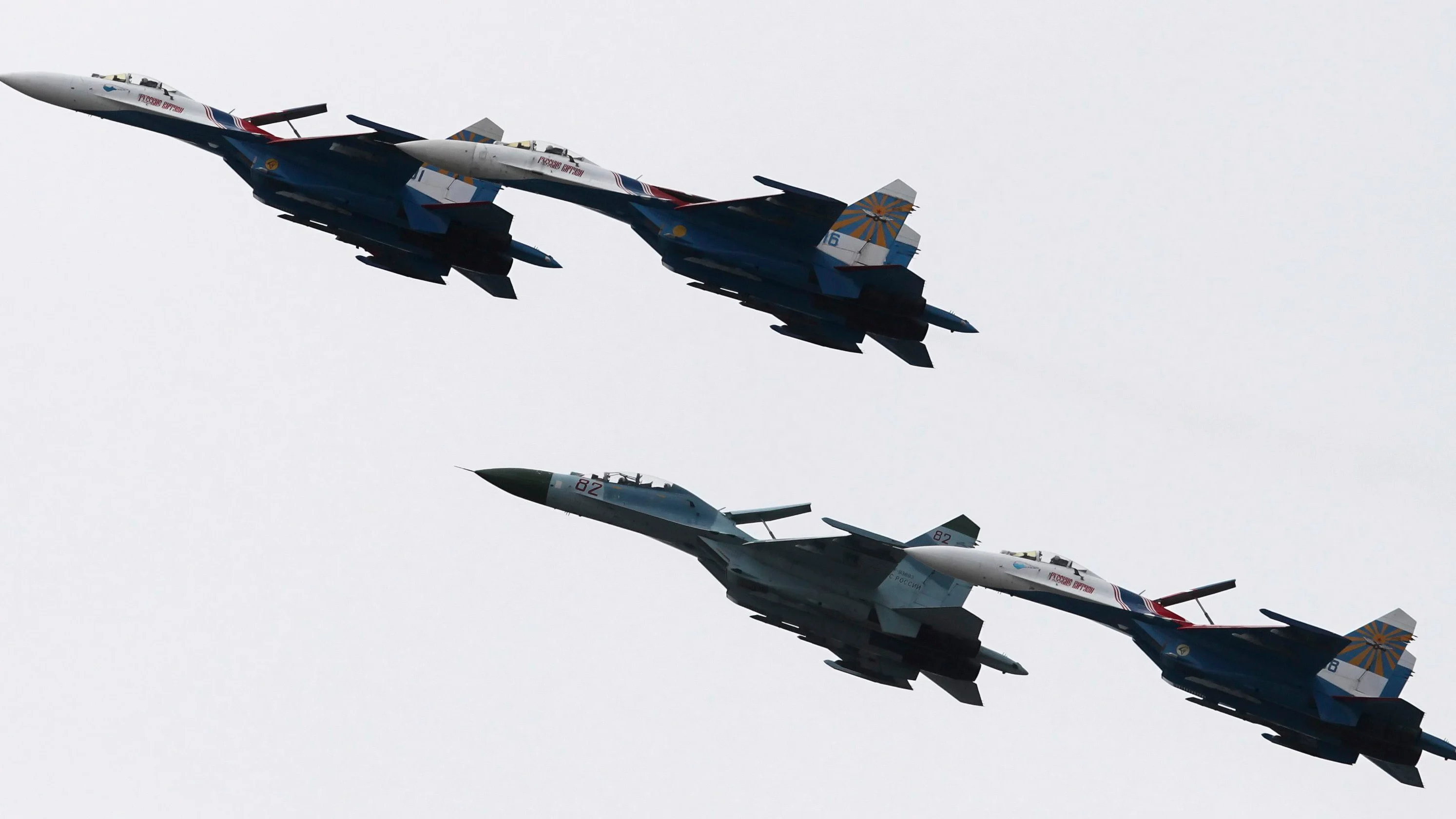 Aviones caza de combate SU-27 rusos