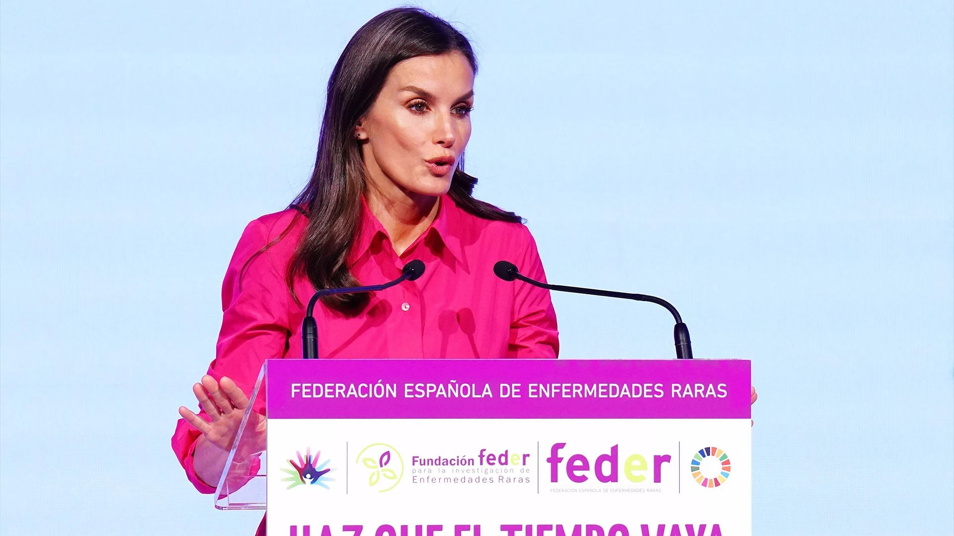 La Reina Letizia interviene durante el acto oficial por el Día Mundial de las Enfermedades Raras.