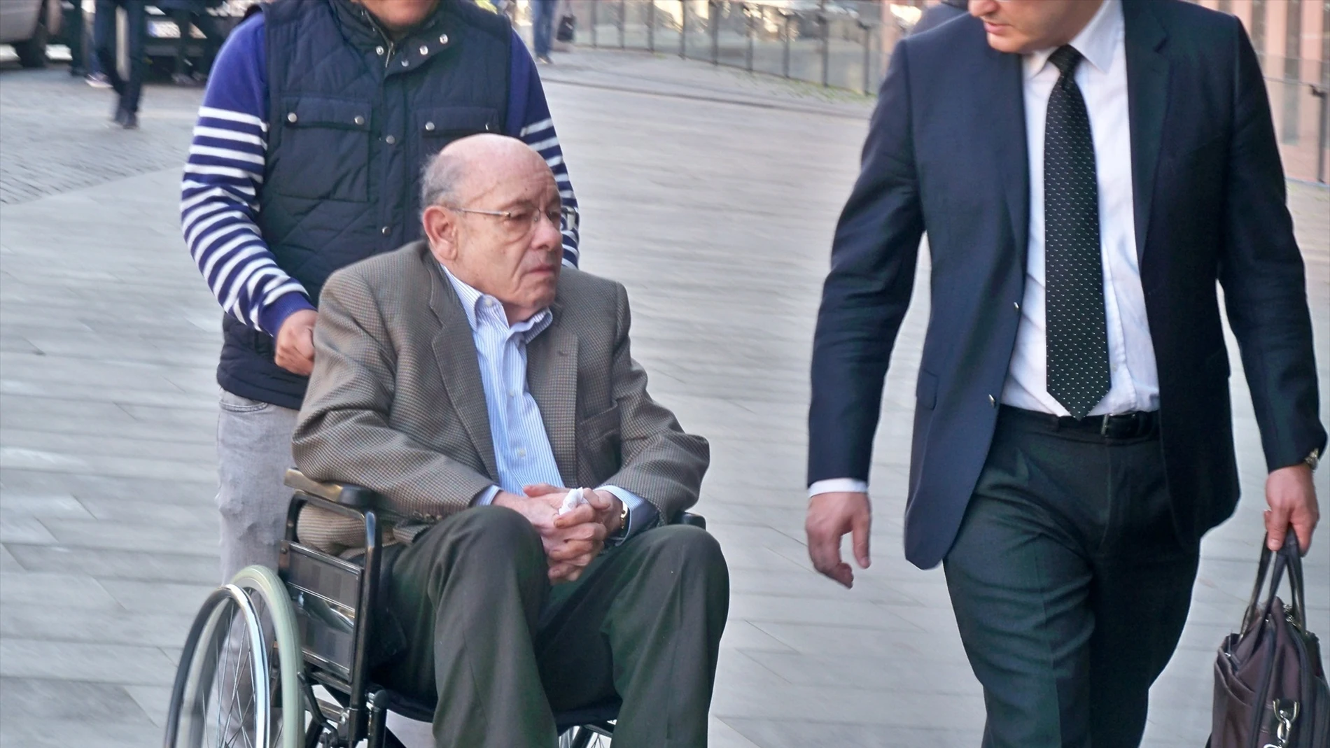Millet llegando al juicio en la Ciudad de la Justicia, en 2017.