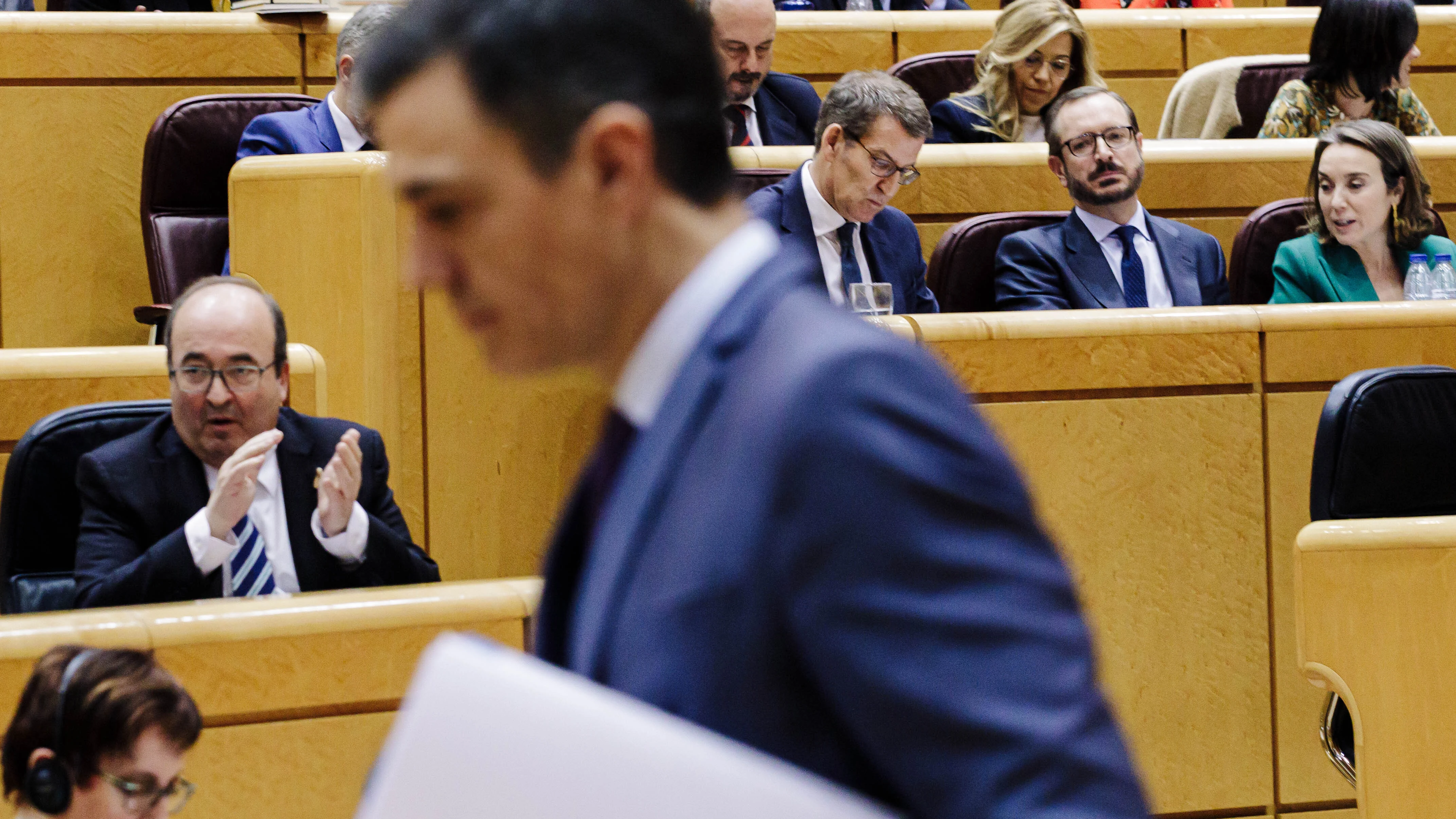 El presidente del Gobierno, Pedro Sánchez, ante el pleno del Senado.