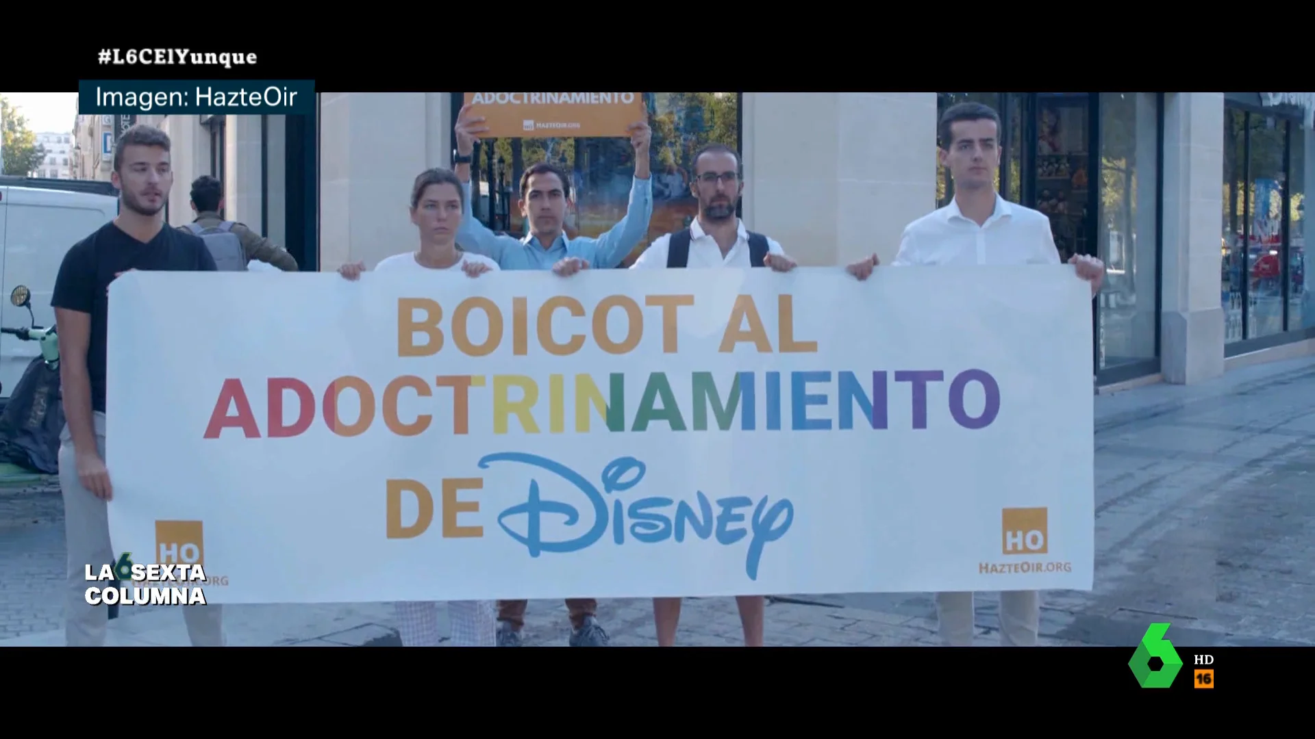 laSexta Columna analiza las campañas de 'Hazte Oír', organización con vínculos con 'El Yunque', contra películas de Disney como 'Lightyear', por mostrar un beso lésbico, o contra el desfile en Disneyland por el Día del Orgullo Gay.