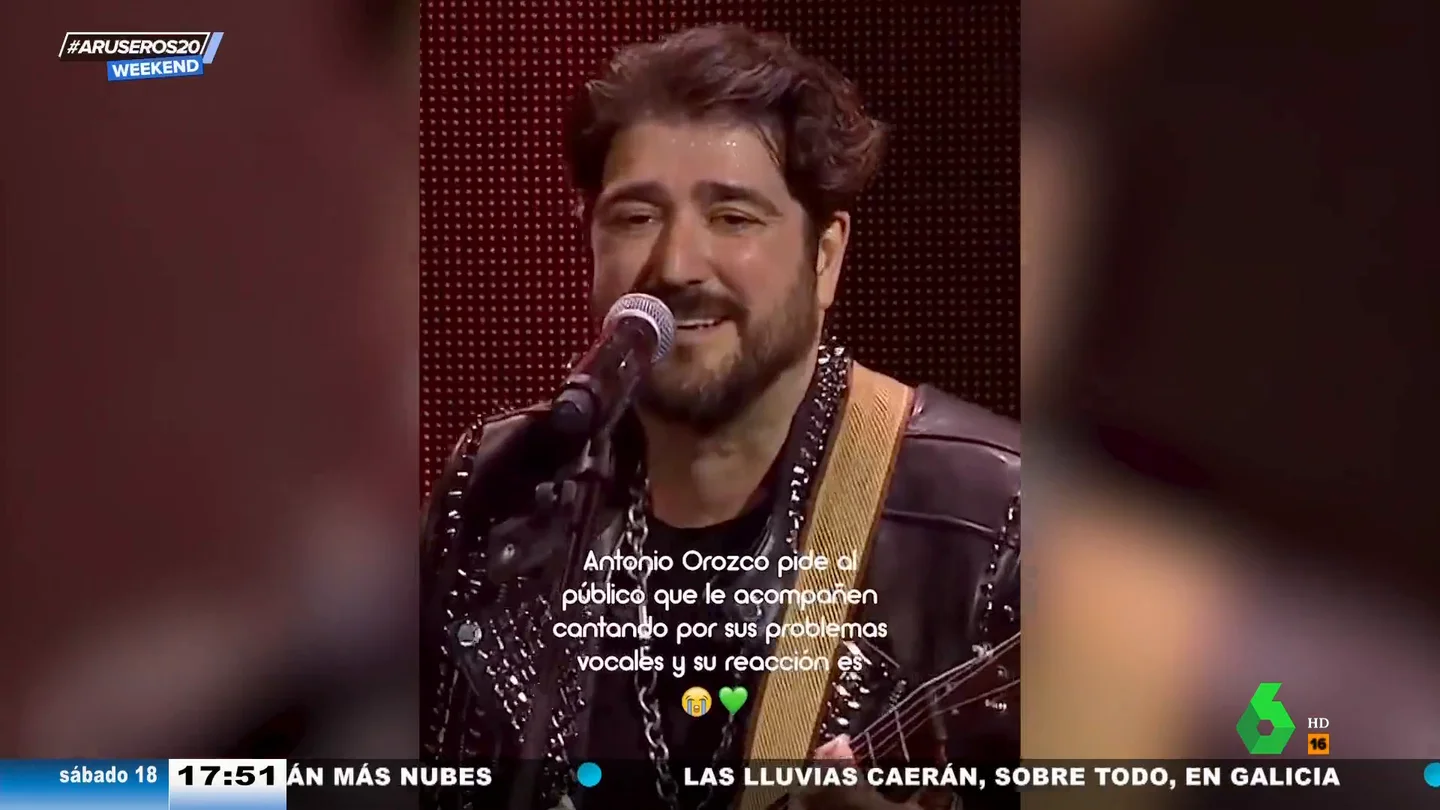 Antonio Orozco se sincera sobre su salud y recibe el apoyo del público en su última actuación Antonio Orozco se sincera sobre su salud y recibe el apoyo del público en su última actuación