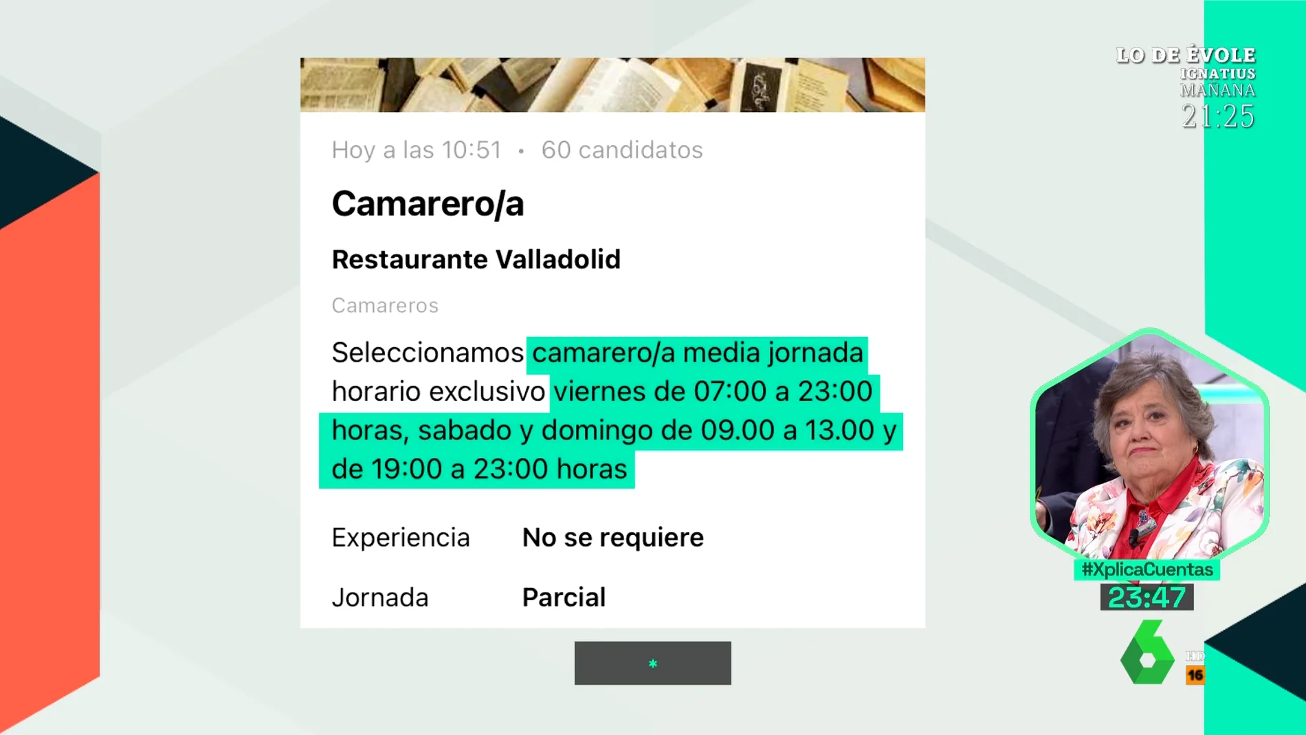 Empleo a "media jornada", de 07 a 23 horas: la infame oferta de trabajo para un camarero en Valladolid