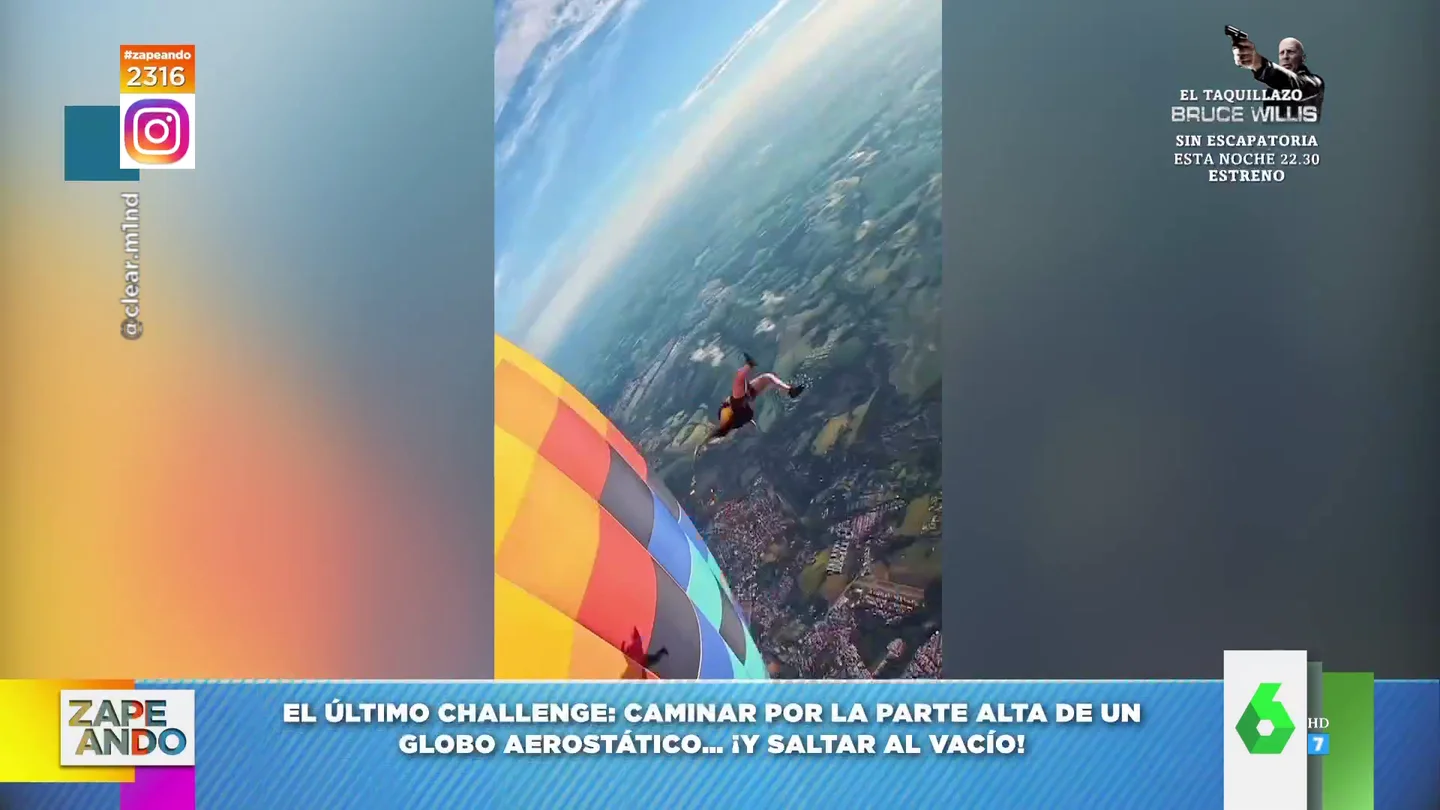 El salto viral de estos deportistas desde un globo aerostático El salto viral de estos deportistas desde un globo aerostático