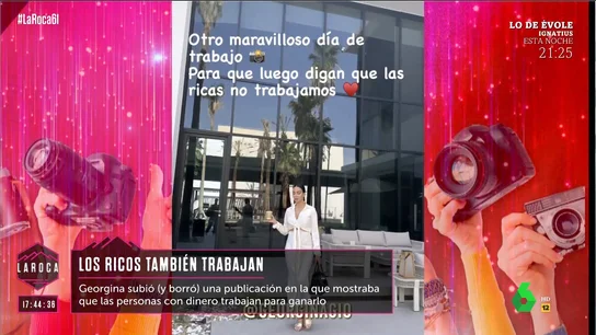 El detalle de la última y polémica publicación de Georgina que 'indigna' a Nuria Roca: "¡Qué antiguo!" Chandal y zapatillas de más de 1.000 euros, una lona publicitaria que convertirá en bolsos y la publicación donde escribe "para que luego digan que las ricas no trabajamos". 'La Roca' analiza las últimas polémicas de Georgina, en este vídeo.