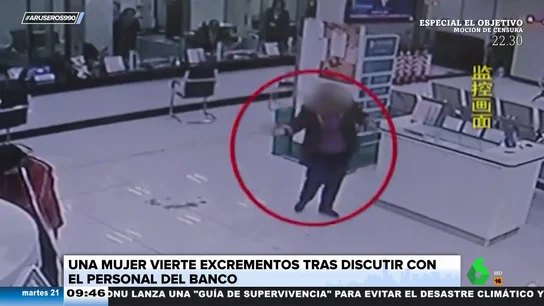 Una mujer esparce excrementos en una sucursal bancaria tras haber discutido con el personal Una mujer esparce excrementos en una sucursal bancaria tras haber discutido con el personal