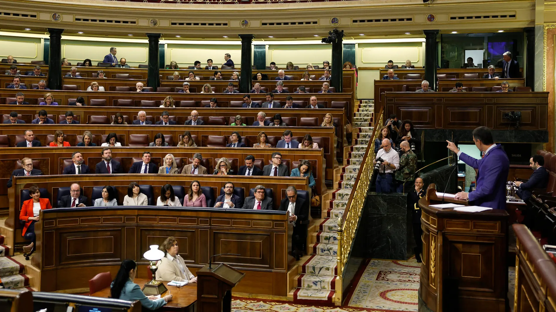 El presidente del Gobierno, Pedro Sánchez, este martes en el Congreso de los Diputados. 