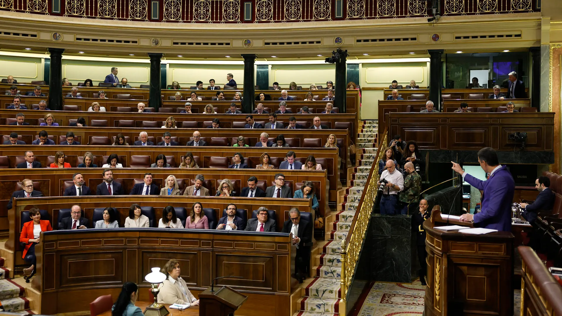 El presidente del Gobierno, Pedro Sánchez, este martes en el Congreso de los Diputados. 