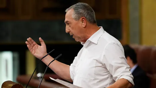 El portavoz de Compromís en el Congreso, Joan Baldoví, durante el debate de la moción de censura de VOX contra el presidente del Gobierno Pedro Sánchez. El portavoz de Compromís en el Congreso, Joan Baldoví, durante el debate de la moción de censura de VOX contra el presidente del Gobierno Pedro Sánchez.