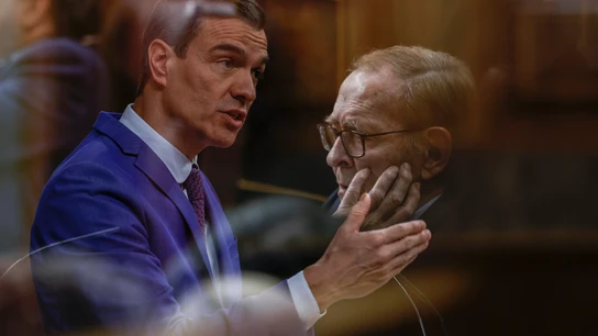 Pedro Sánchez y Ramón Tamames, dos de los protagonistas de la moción de censura presentada por Vox Pedro Sánchez y Ramón Tamames, dos de los protagonistas de la moción de censura presentada por Vox