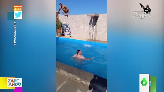 El intento de salto a la piscina de un bañista que termina en la casa del vecino El intento de salto a la piscina de un bañista que termina en la casa del vecino