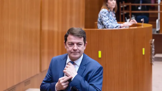 El presidente de Castilla y León, Alfonso Fernández Mañueco Mañueco realiza una "peineta" a una procuradora del PSOE