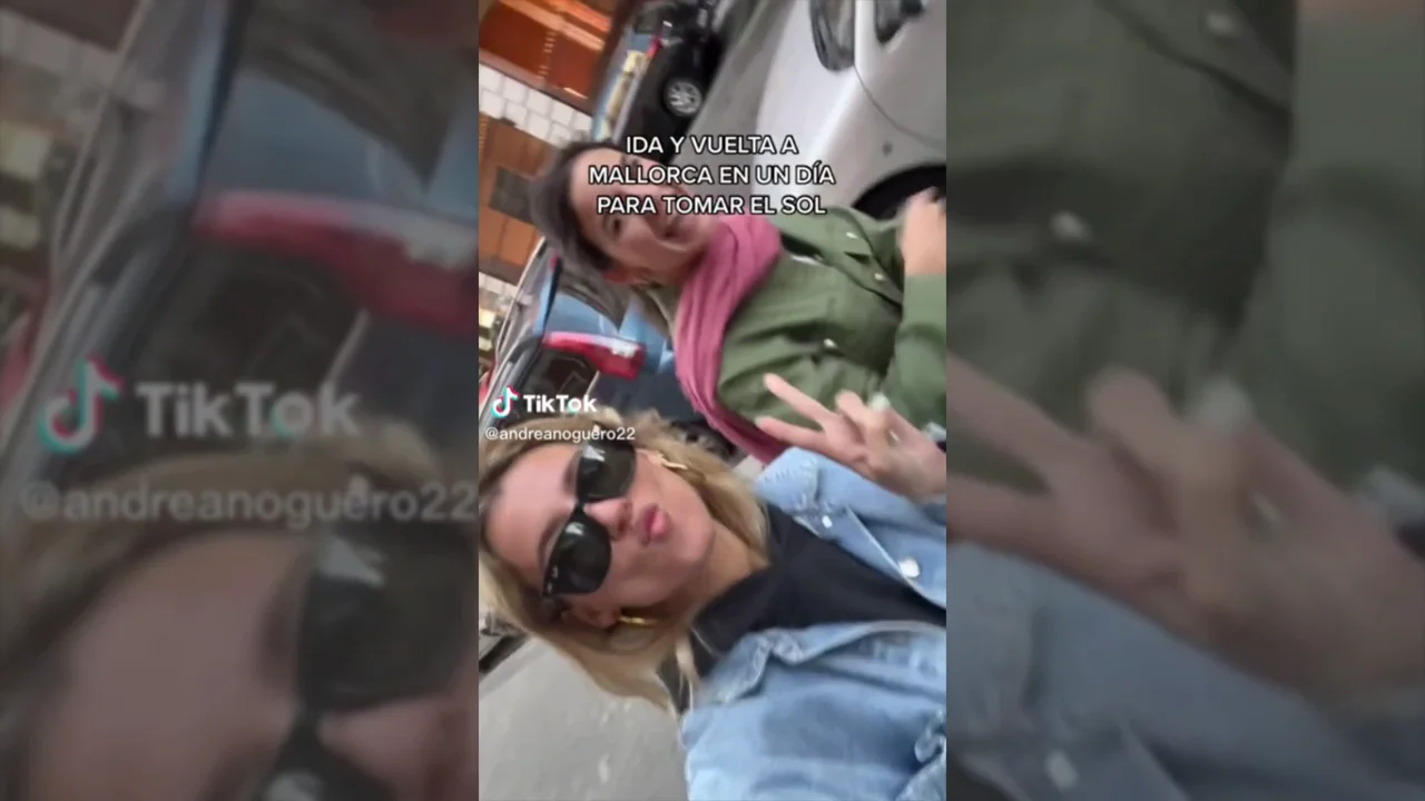 Dos j&oacute;venes se hacen virales en TikTok al viajar de Madrid a Mallorca en un d&iacute;a solo "para tomar el sol"