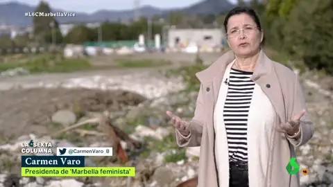 Carmen Varo, presidenta de 'Marbella feminista', denuncia la gestión de Ángeles Muñoz al frente del Ayuntamiento y afirma que el ambiente de lujo que rodea a la ciudad no llega a los barrios, donde "en lo social hay una gran carencia de todo".