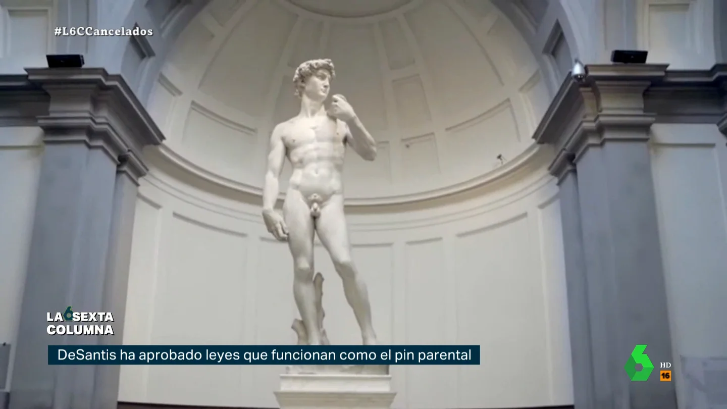 La cultura de la cancelación de la derecha: así censuró al pornográfico David de Miguel Ángel o la obra de Paco Bezerra En este vídeo, laSexta Columna analiza varios casos en los que ha sido la derecha la que ha aplicado su particular 'cultura de la cancelación', entre ellos la denuncia a un colegio de Estados Unidos por mostrar el 'pornográfico' David de Miguel Ángel.