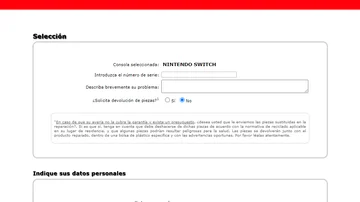 La página web de Nintendo en la que podemos solicitar la reparación de nuestros Joy-Con