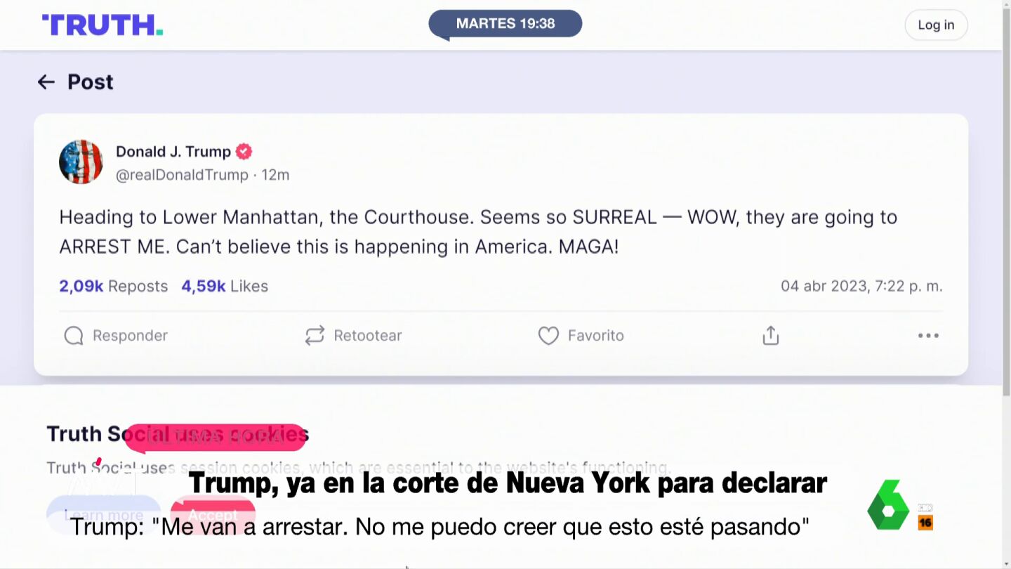 Mensaje de Trump en su red social