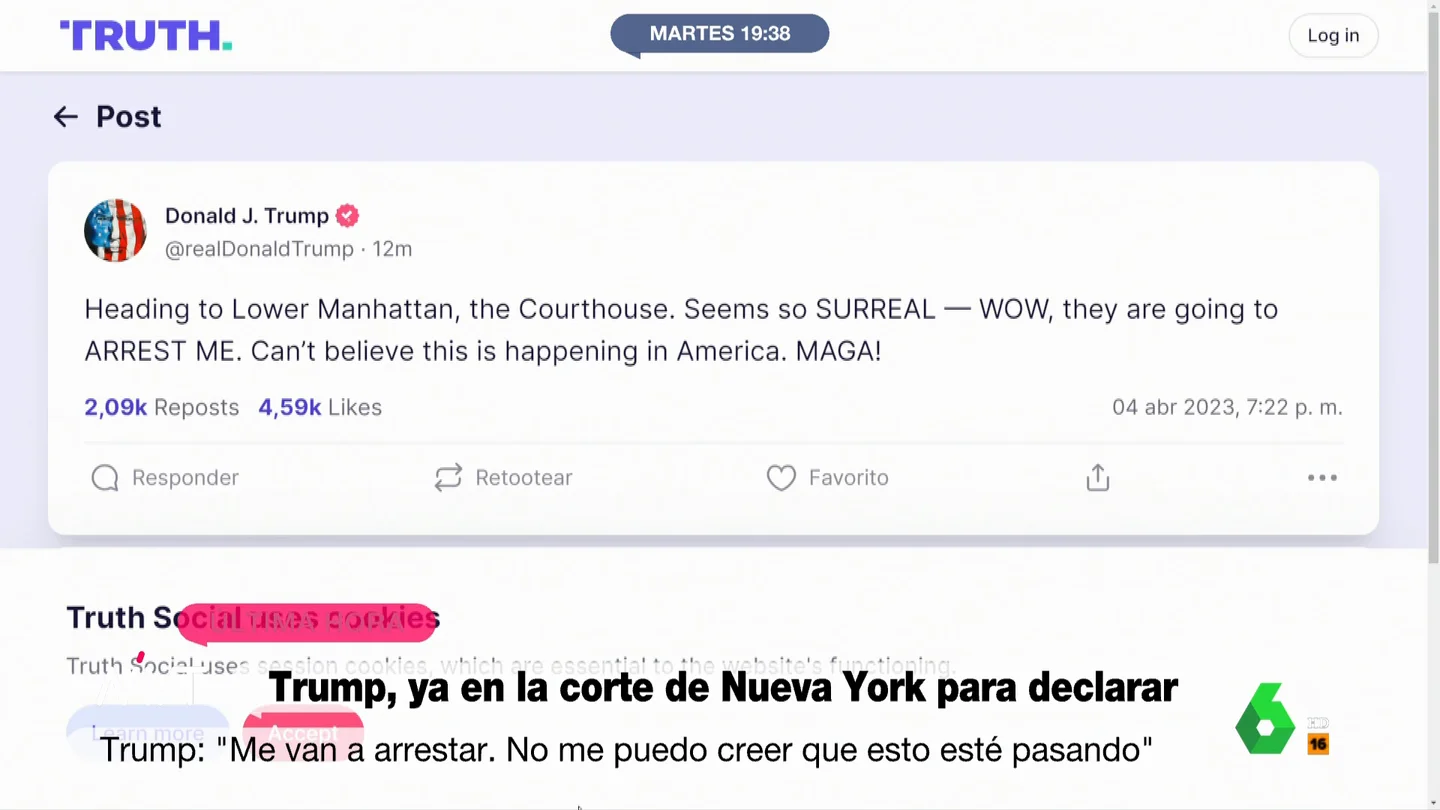 Mensaje de Trump en su red social Mensaje de Trump en su red social