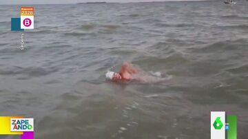 Una menorquina es la primera europea que cruza el Río de la Plata a nado