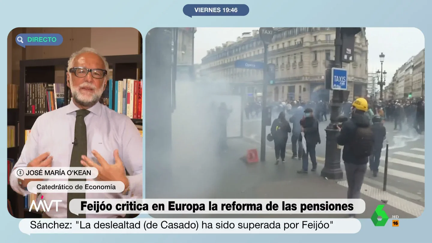 El análisis de José María O'Kean sobre la reforma de las pensiones en Francia: "No tiene lógica que sigan queriendo jubilarse a los 62" El análisis de José María O'Kean sobre la reforma de las pensiones en Francia: "No tiene lógica que sigan queriendo jubilarse a los 62"