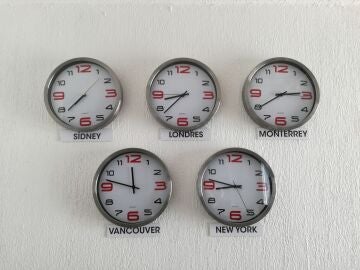Relojes con distintos husos horarios