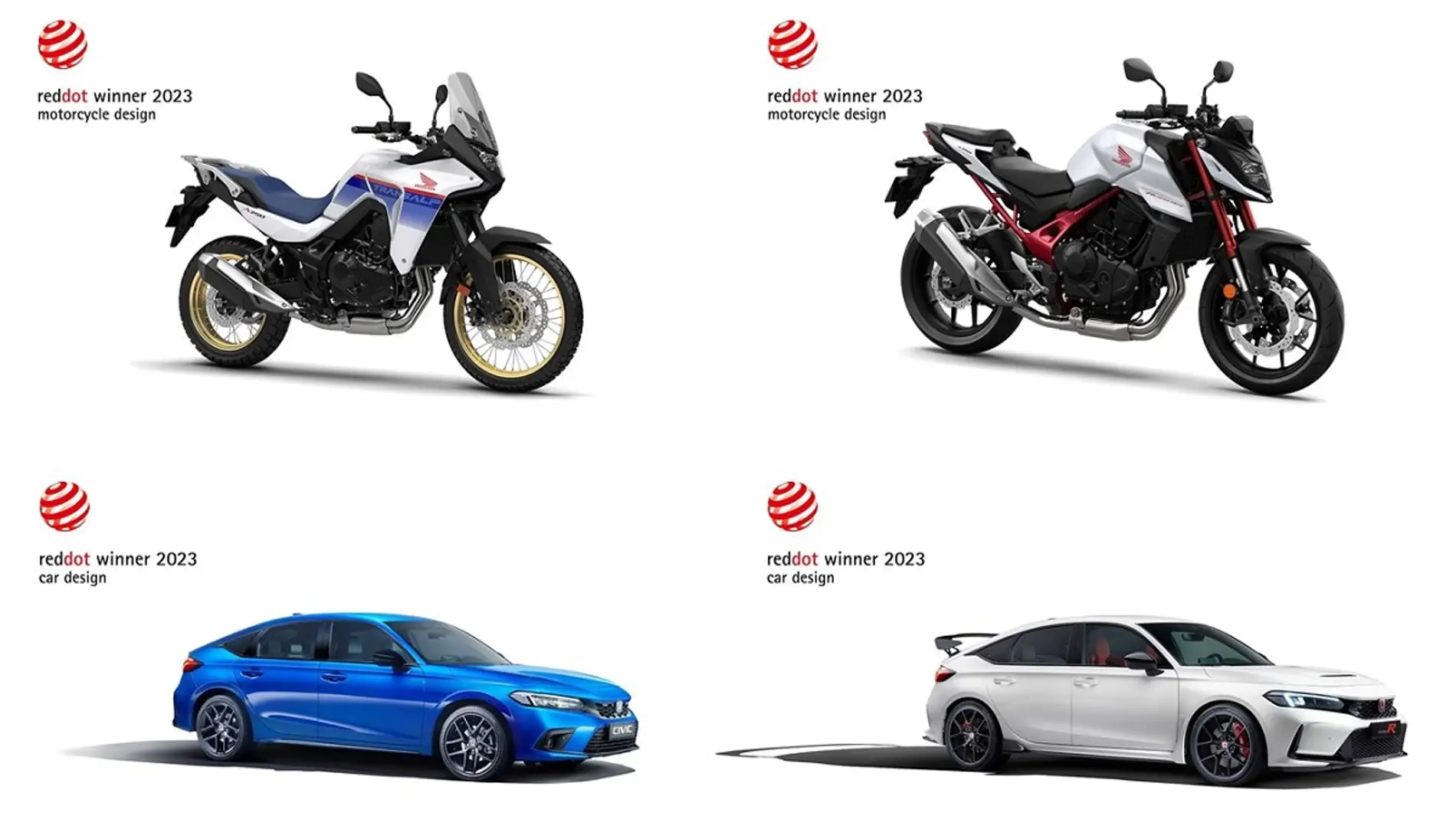 Los cuatro vehículos de Honda premiados en los Red Dot Awards 2023