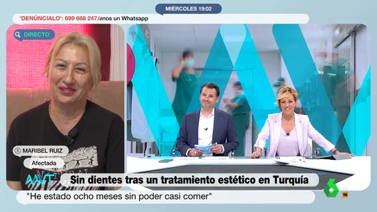 Maribel sorprende a Cristina Pardo al confesar si volvería a operarse tras perder todos los dientes en Turquía Maribel sorprende a Cristina Pardo al confesar si volvería a operarse tras perder todos los dientes en Turquía