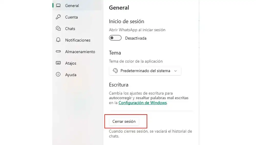 Cerrando sesión en Whatsapp Cerrando sesión en Whatsapp
