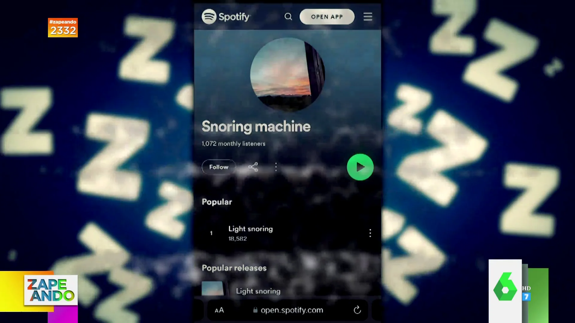 'Snoring machine': la lista de Spotify creada por una tiktoker con los ronquidos de su novio