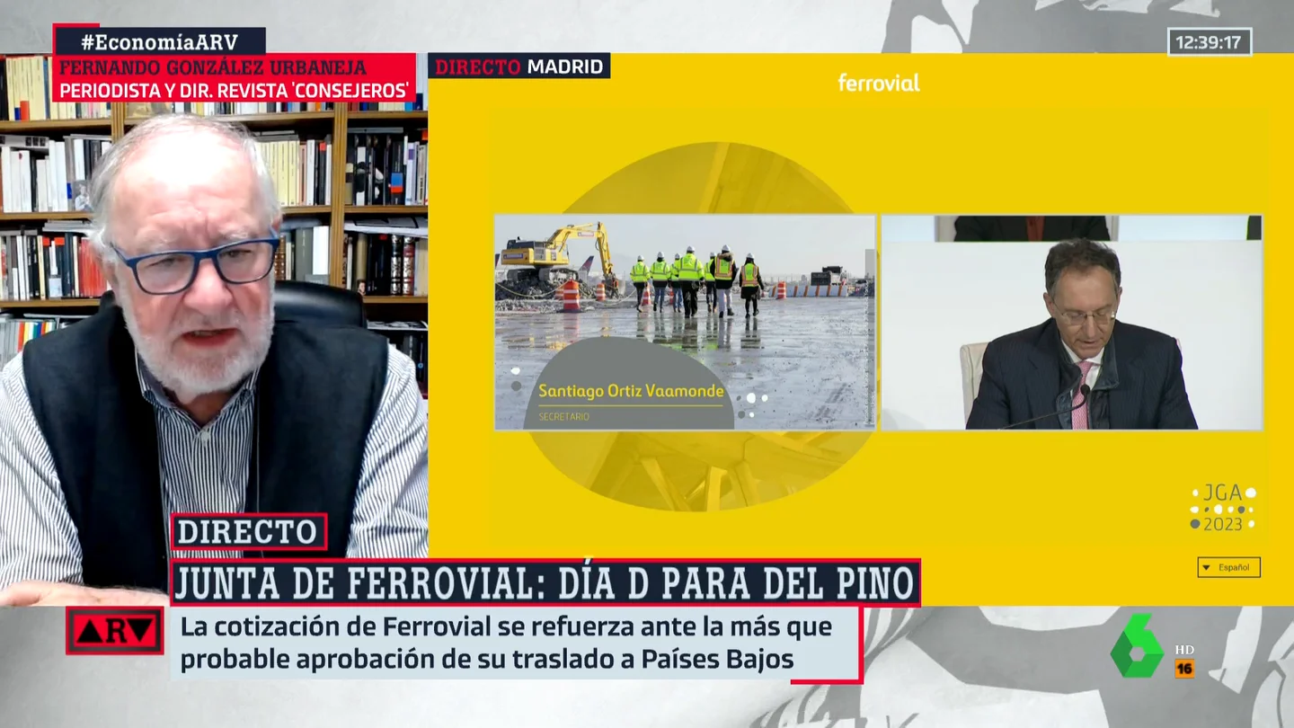 Fernando González Urbaneja, tajante sobre la marcha de Ferrovial: "España no pierde nada" Fernando González Urbaneja, tajante sobre la marcha de Ferrovial: "España no pierde nada"
