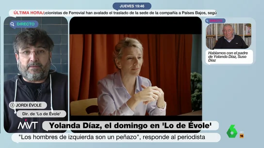 Jordi Évole desvela la opinión de Yolanda Díaz sobre la unión de Sumar y Podemos: "No veo que estén tan lejos las posturas" Jordi Évole desvela la opinión de Yolanda Díaz sobre la unión de Sumar y Podemos: "No veo que estén tan lejos las posturas"