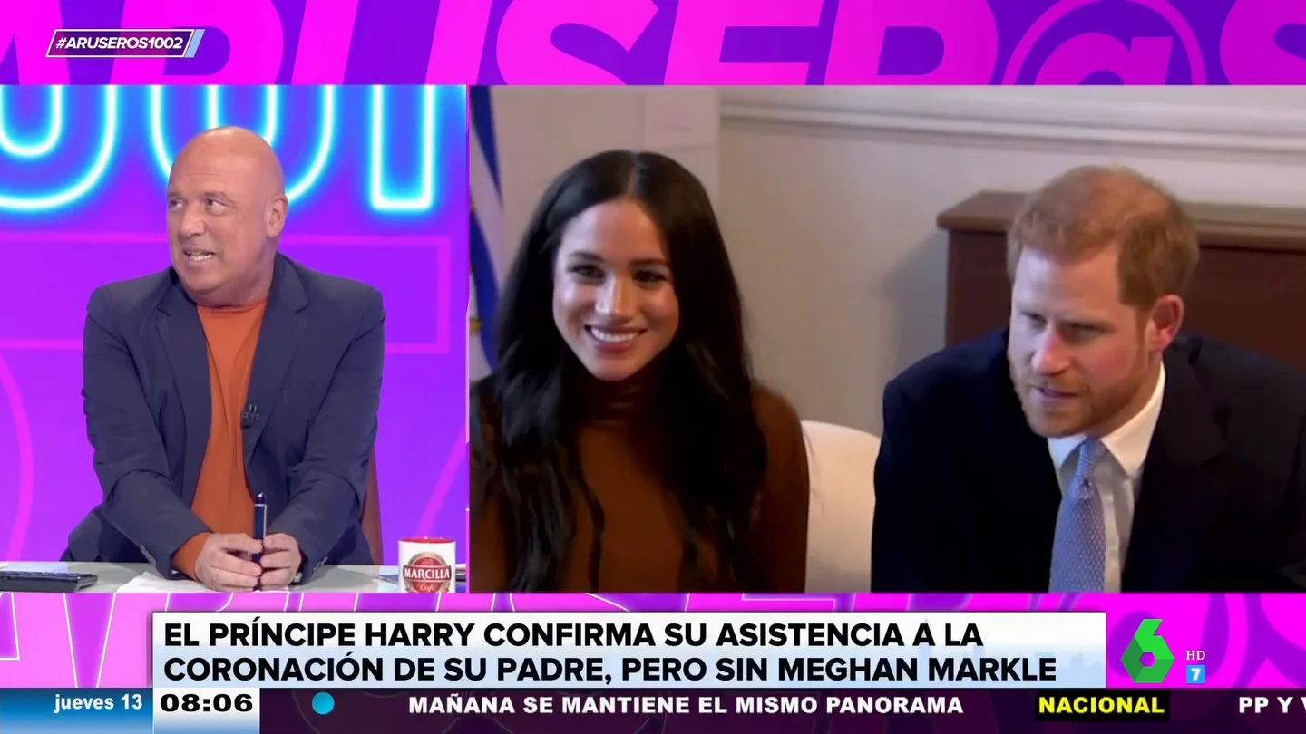 Alfonso Arús, al saber que el príncipe Harry irá sin Meghan Markle a la coronación de su padre: "Es una bajada de pantalones" Alfonso Arús, al saber que el príncipe Harry irá sin Meghan Markle a la coronación de su padre: "Es una bajada de pantalones"